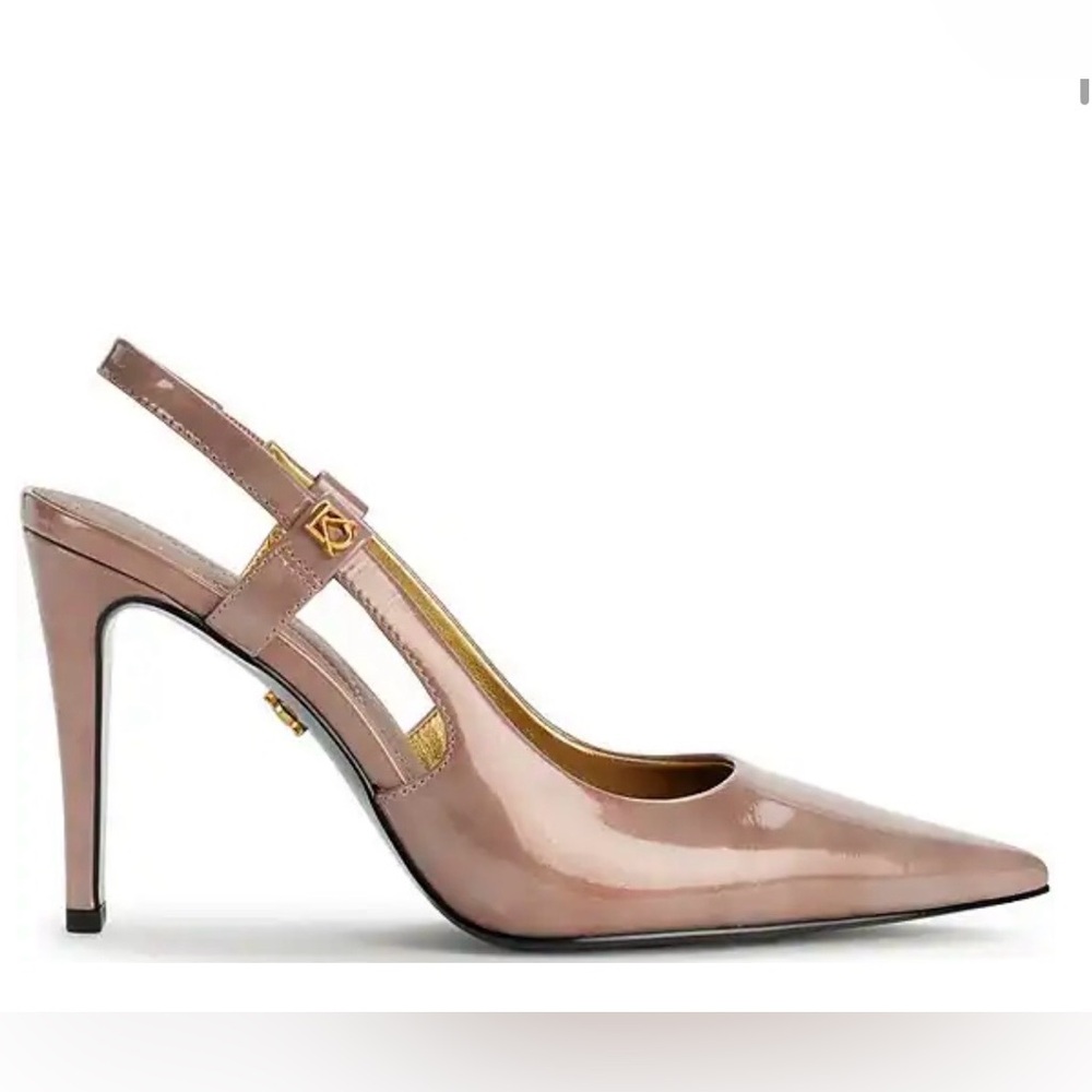 NWT Donna Karan Slingback Mink patent leather shoe.